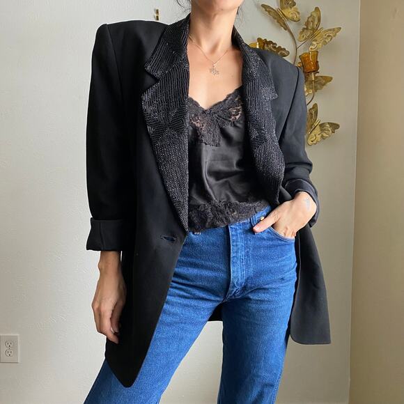 vintage wool beaded blazer - Picture 2 of 6